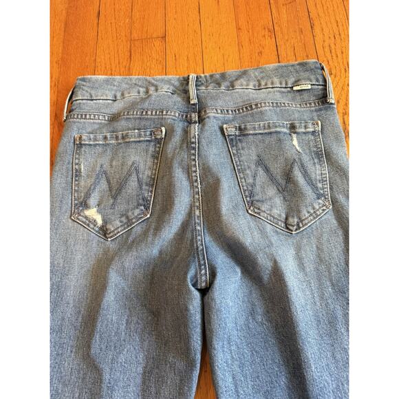 MOTHER Jeans Womens 29 Blue The Looker Ankle Fray Skinny Ripped Knees Made USA - Picture 7 of 8